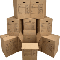 Moving Boxes with Handles, 10 Premium Large, 18 X 18 X 24, Brown, BOXINDSLAR10