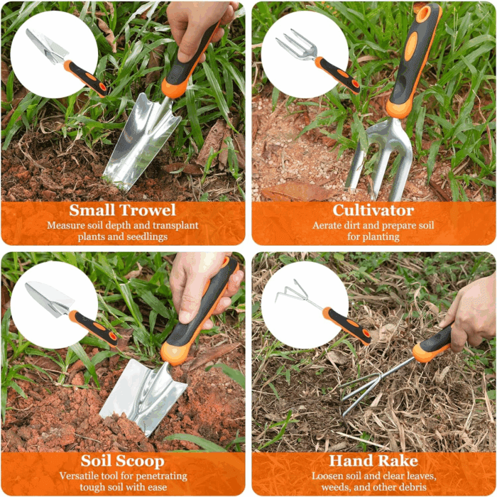 Gardening Tool Set,  Stainless Steel Heavy Duty Gardening Tool Set, with Non-Slip Rubber Grip, Storage Tote Bag, Outdoor Hand Tools, Ideal Gardening Gifts for Women - Image 6