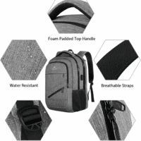 Travel Laptop Backpack, 17 Inch Business Flight Approved Carry on Backpack, TSA Large Computer Bag for Men Women with USB Port and Trolley Sleeve, College School Tactical Book Bag, Grey - Image 6