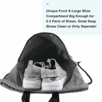 Drawstring Backpack Bag with Shoe Compartment, X-Large Black Gym Sports String Cinch Backpack - Image 3