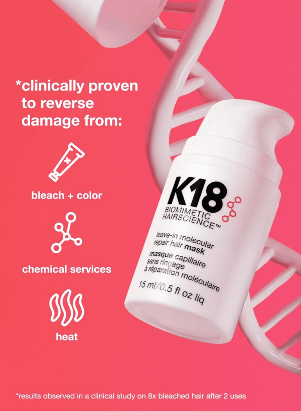 Leave-In Molecular Hair Mask, Repairs Dry or Damaged Hair, Reverse Hair Damage from Bleach, Color, Chemical Services & Heat - Image 2