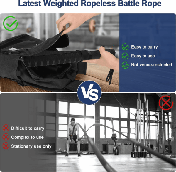 New Weighted Ropeless Battle Ropes for Home Gym, Premium Battle Rope for Advanced Fitness Training, Portable Workout Ropes for Working Out, Durable Exercise Ropes for Home Workout - 2PCS - Image 7