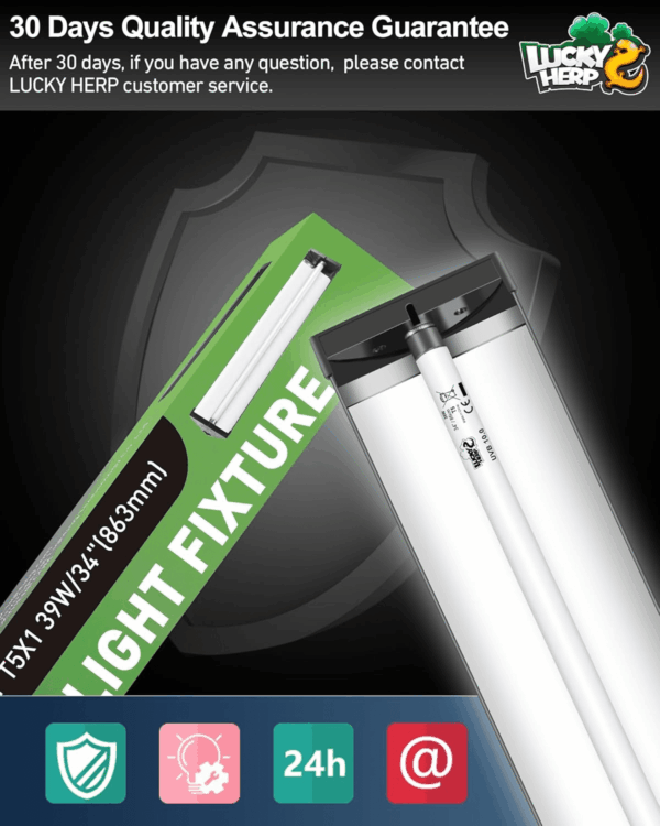 T5 Reptile Light Fixture Combo Kit 39W (New Upgrade), UVB Reptile Light Fixture with Desert UVB 10.0 34" Fluorescent Tube, UVA UVB Reptile Light for Lizard, Bearded Dragon, Tortoise - Image 7