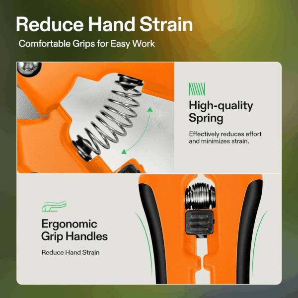 6.5 Inch Gardening Scissors Hand Pruner Pruning Shear with Straight Stainless Steel Blades Orange 1-Pack - Image 2