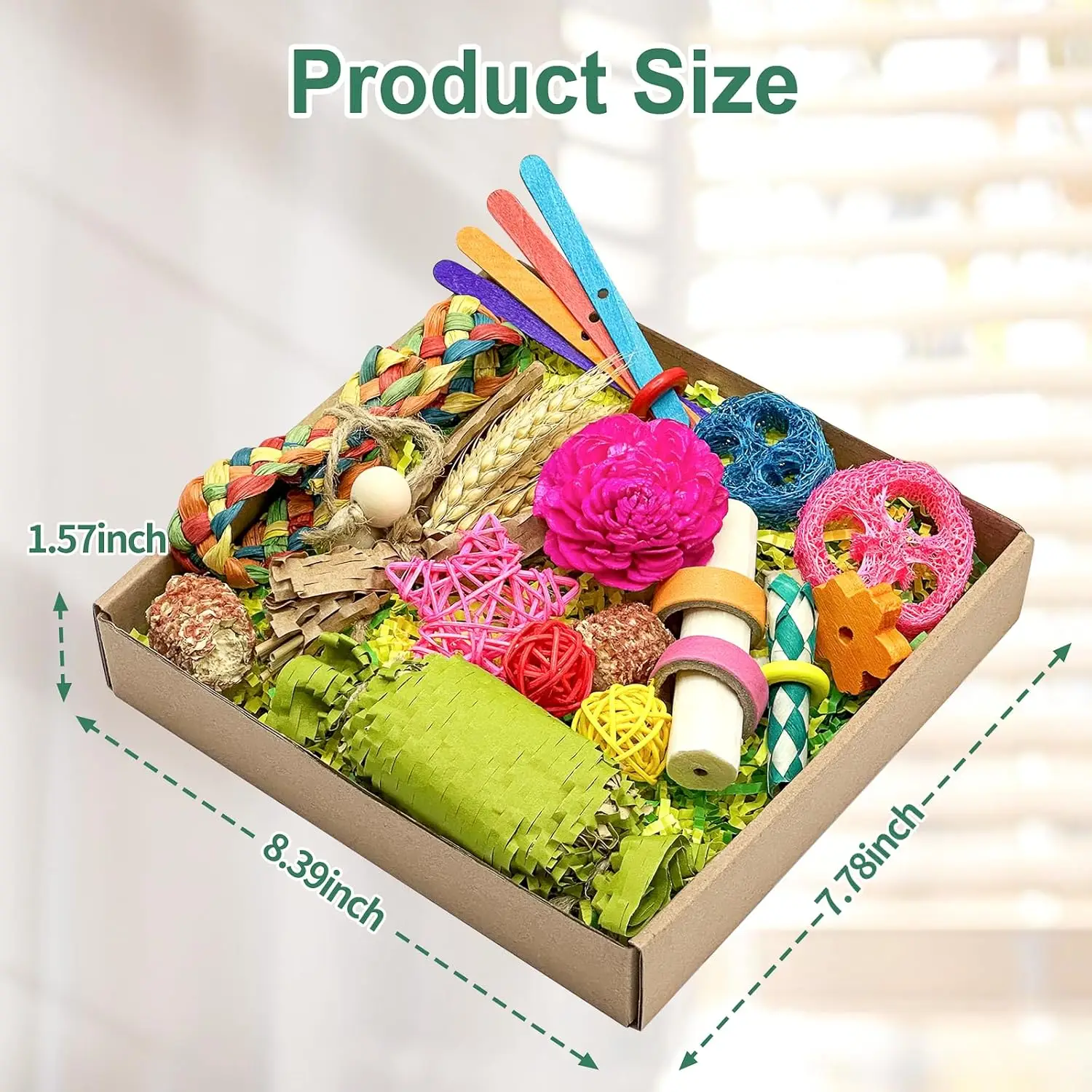 Natural Bird Toy Foraging Parrot Shredding Toys Box Conure Chewing Toys for Cockatiel Lovebird Parakeet Budgie Small-Medium Birds (Colorful) - Image 5