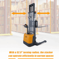 Electric Walkie Stacker, 3300 Lbs Capacity 130“ Lift Height Powered Drive and Lift Electric Stacker, with Straddle Legs Adjustable Forks Material Lift - Image 6