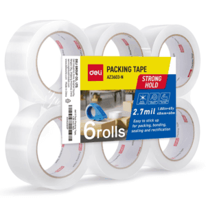 Heavy Duty Packing Tape 6 Rolls, Clear Packing Tape for Shipping Packaging Moving Sealing, 2.7Mil Thick, 1.88 Inches Wide, 65 Yards per Roll, 390 Total Yards