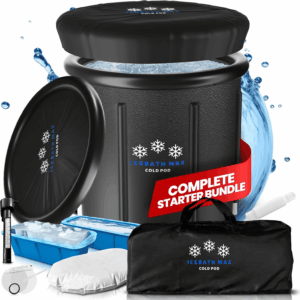 Cold Plunge Tub for Athletes - Complete Starter Bundle: Portable Ice Bath, 2 Reusable Ice Blocks, Thermometer, Ice Tub for Outdoor Cold Water Therapy - Indoor & Outdoor Inflatable Ice Bath