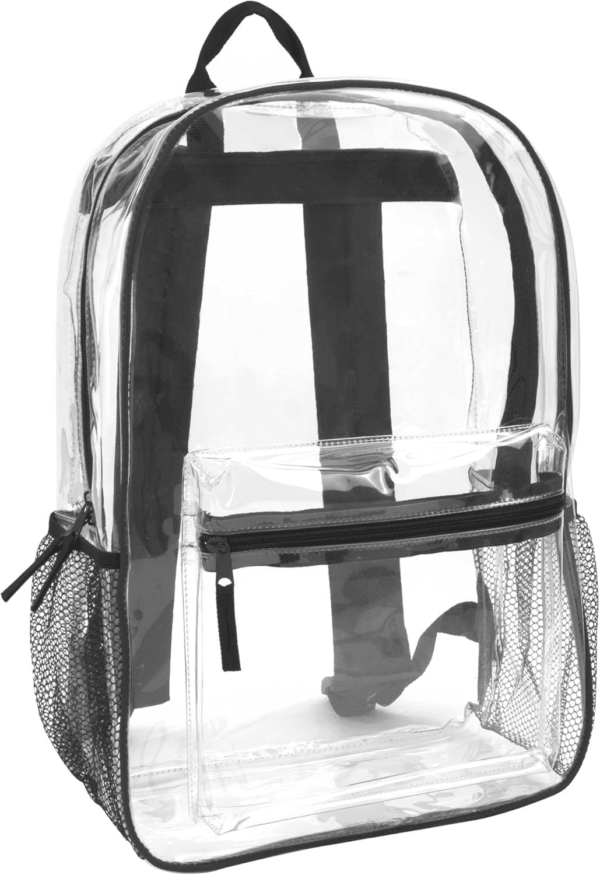 Clear Backpack Heavy Duty with Padded Straps, Side Pockets for Kids, Boys, Girls, School, Stadium Approved Events