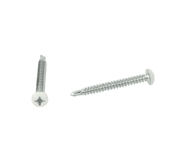 Trailer Exterior Self Tapping Screws #8 X 1 1/2" (130 Pcs) Quad Drive, White