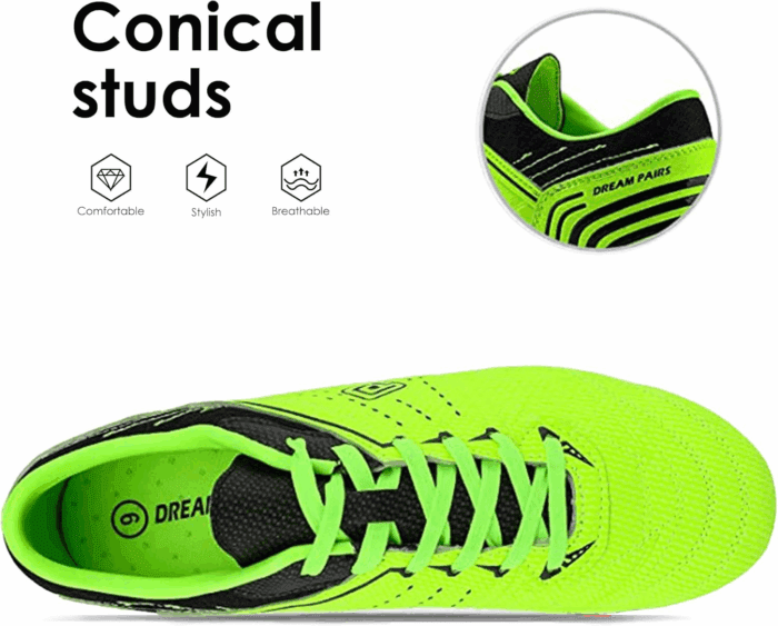 Mens Sport Flexible Athletic Lace up Light Weight Outdoor Cleats Football Soccer Shoes - Image 4