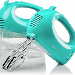 5-Speed Electric Hand Mixer with Stainless Steel Mixing Whisk, Snap-On Storage Case, Portable & Lightweight 150W Motor, Compact Handheld Mixer for Baking, Blending or Cooking, Turquoise HM151T