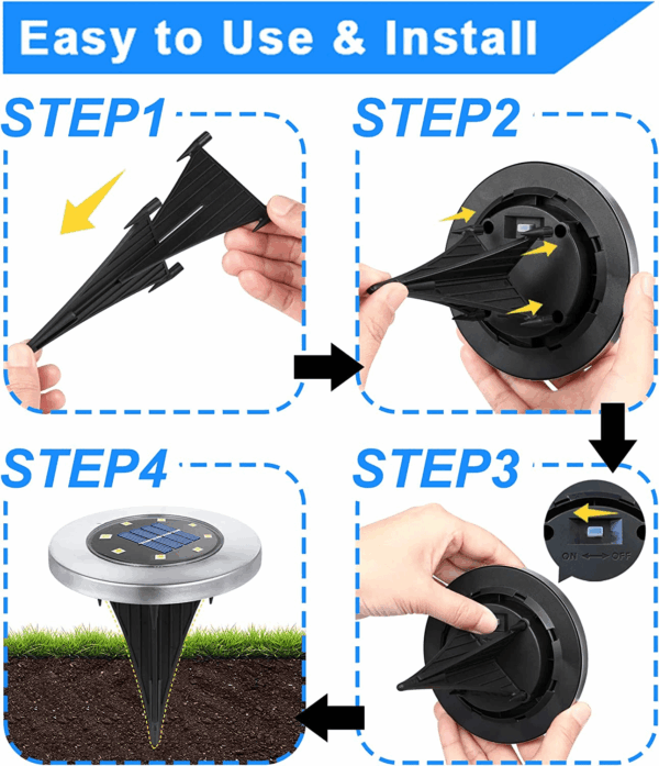 Solar Ground Lights, Waterproof Garden Upgraded Outdoor Bright In-Ground Landscape Lights for Pathway,Yard,Deck,Lawn,Patio,Walkway (12 Pack White Light) - Image 5