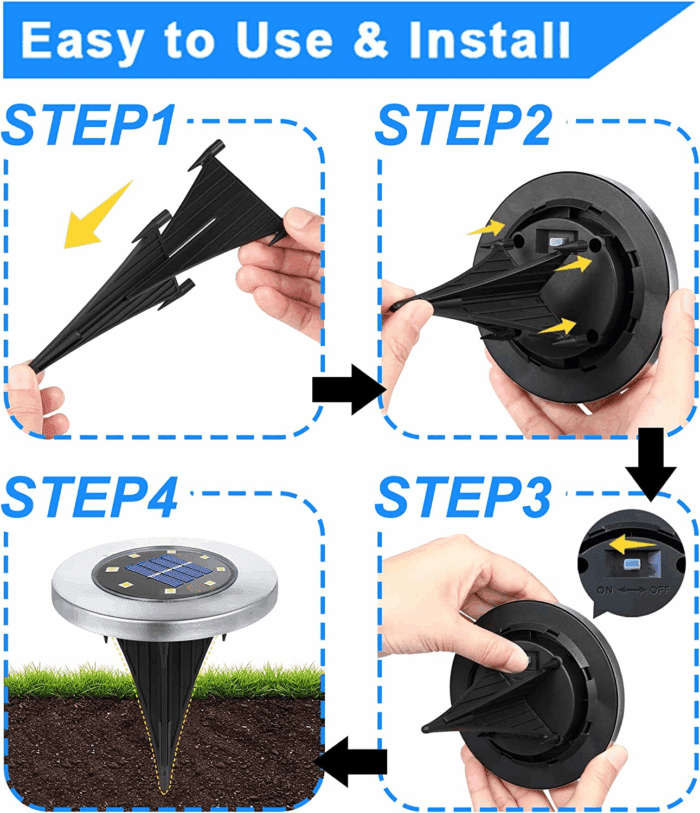 Solar Ground Lights, Waterproof Garden Upgraded Outdoor Bright In-Ground Landscape Lights for Pathway,Yard,Deck,Lawn,Patio,Walkway (12 Pack White Light) - Image 5