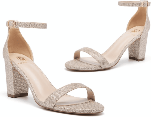 Women Open Toe Low Chunky Short Heels Ankle Strap Block Heel Sandals Party Dress Wedding Pump Shoes - Image 2