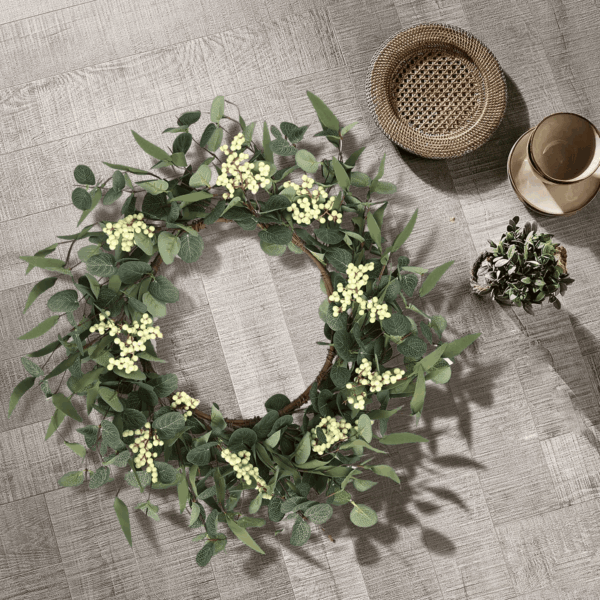 20'' Eucalyptus Wreath for Front Door, Porch, Window - Green Decor for Home, Farmhouse - Spring, Summer, Fall, All Seasons - Image 3