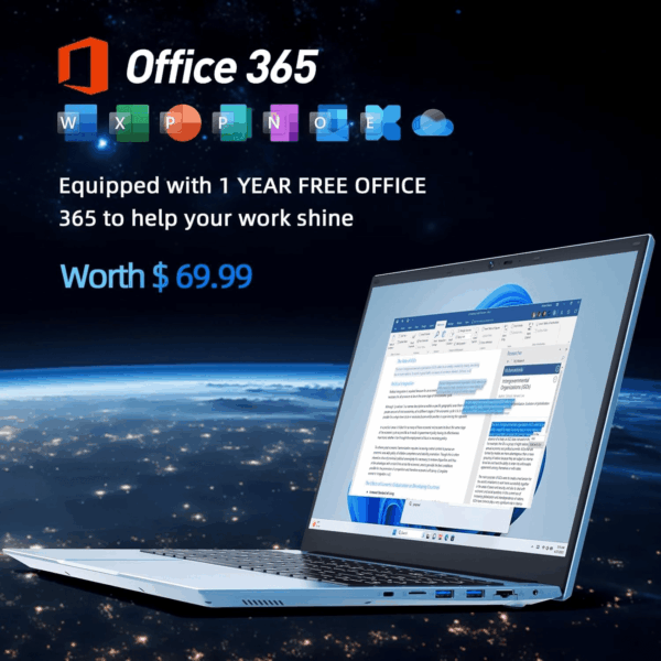 15.6 Inch Laptops, Windows 11 Laptop Computers with 36GB RAM 128GB EMMC+1024GB SSD, Celeron N5095 Quad-Core, 1 Year Office 365, Wifi 6, 180° Viewing, USB 3.2, HDMI, Type-C, 7000Mah Battery - Image 4