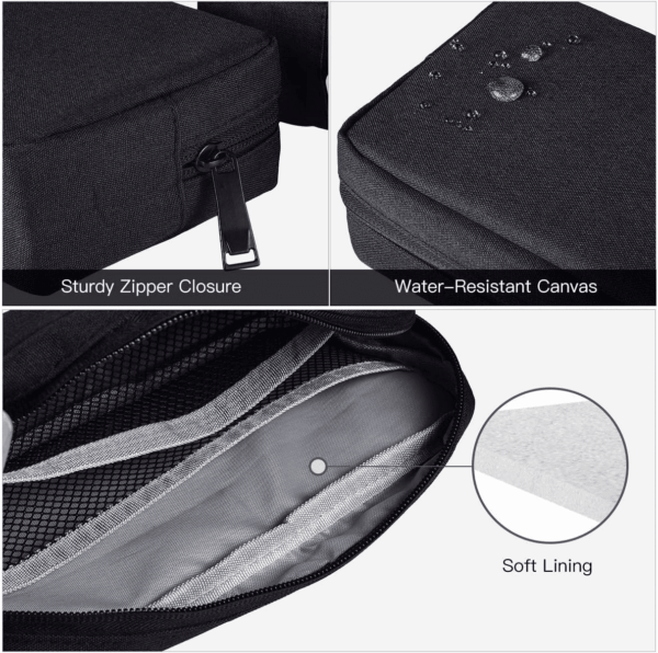Universal Electronics Accessories Case, 2-Pack Portable Soft Carrying Case Bag Wire Cable Organizer for Hard Drive, Power Adapter, Laptop Mouse, Cosmetics Kit, Small+Big-Black - Image 4