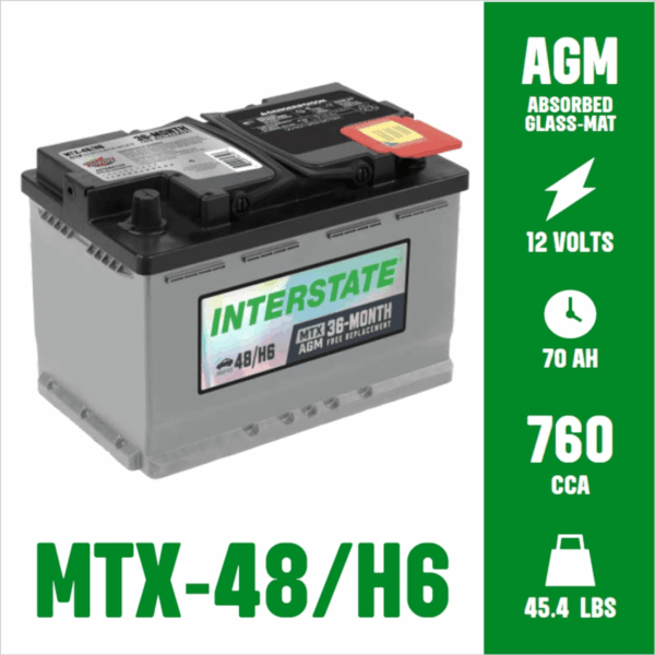 Automotive Battery 12V 70Ah (Group Size H6, 48) 760CCA SLI AGM Automobile Replacement Battery for Cars, Suvs, Sedans, Trucks (MTX-48/H6) - Image 3
