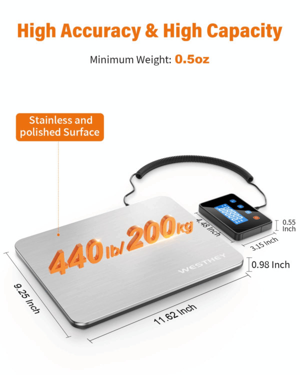 Shipping Scale 0.5Oz-440Lb High Accuracy Postal Digital Weight Luggage Scale for Packages Warehouse Home Small Business Pet Food Mail - Image 2