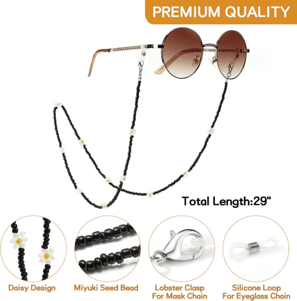 Mask Lanyard Eyeglasses Chain Healing Crystal Beaded Sunglasses Chains with Pearl for Women - Image 5