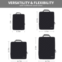 4 Set/6 Set/8 Set Compression Packing Cubes Travel Accessories Expandable Packing Organizers(Black Clothpattern 4 Set) - Image 2