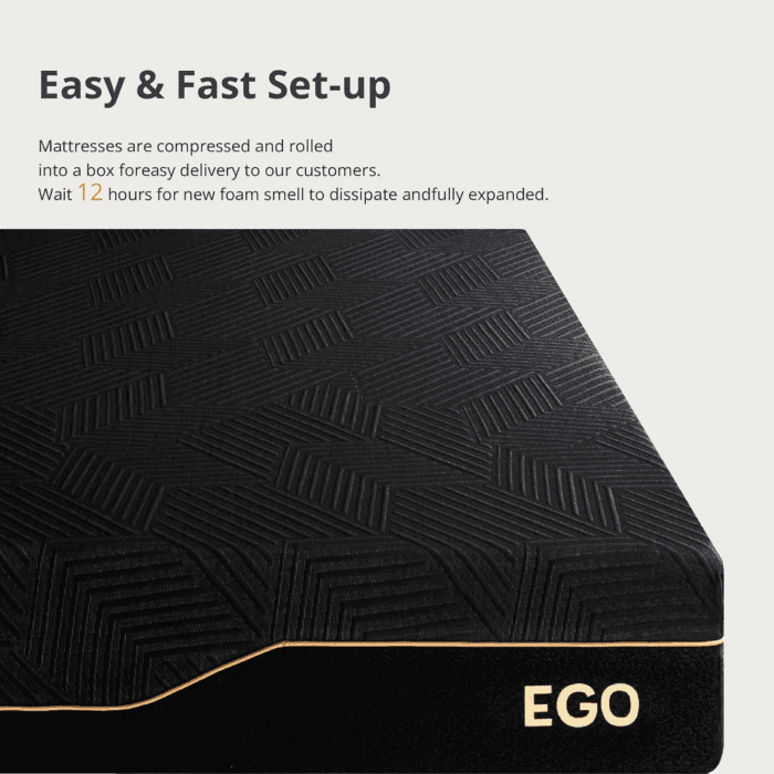 EGOHOME 14 Inch King Size Memory Foam Mattress for Back Pain, Cooling Gel Mattress Bed in a Box, Made in USA, Certipur-Us Certified, Therapeutic Medium Mattress, 76X80X14 Black - Image 6