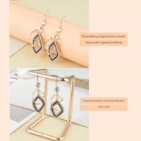 Dangle Earrings for Women, 925 Sterling Silver Handmade Linear Swirl Wire Bohemian Boho 14K Gold Diamonds Earrings Hypoallergenic Fashion Jewelry Gifts for Women (Rose Gold) - Image 5