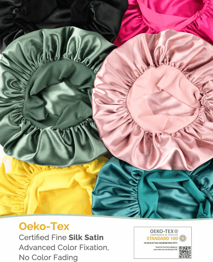 Silk Bonnet for Sleeping Women Satin Bonnet Double Layer Satin Lined Hair Bonnet with Tie Band Curly Hair - Image 6