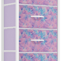 Dresser with 4 Drawers - Storage Tower Unit, Dresser for Bedroom, Living Room, Closets - Sturdy Steel Frame, Wooden Top & Easy Pull Fabric Bins, Purple