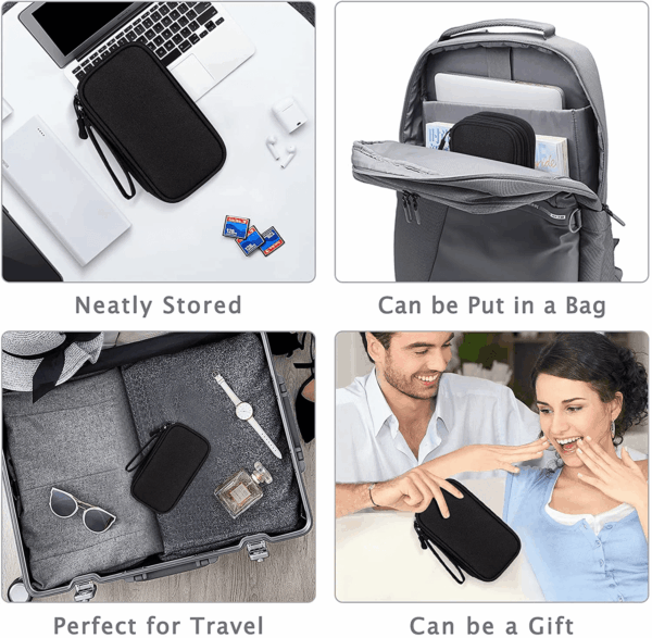 Travel Cable Organizer Pouch Electronic Accessories Carry Case Portable Waterproof Double Layers All-In-One Storage Bag for Cord, Charger, Phone, Earphone Black - Image 8