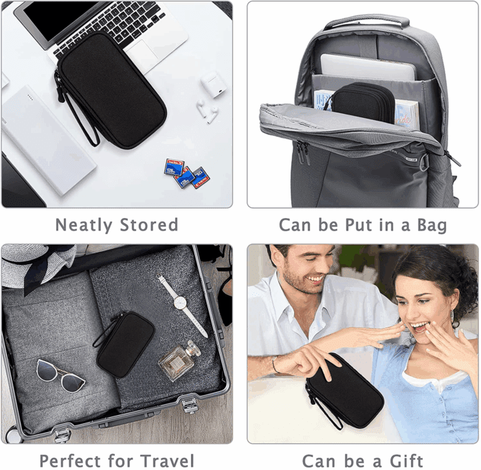 Travel Cable Organizer Pouch Electronic Accessories Carry Case Portable Waterproof Double Layers All-In-One Storage Bag for Cord, Charger, Phone, Earphone Black - Image 8