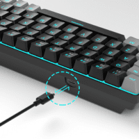 Portable 60% Mechanical Gaming Keyboard, Mk-Box LED Backlit Compact 68 Keys Mini Wired Office Keyboard with Red Switch for Windows Laptop PC Mac - Black/Grey - Image 7