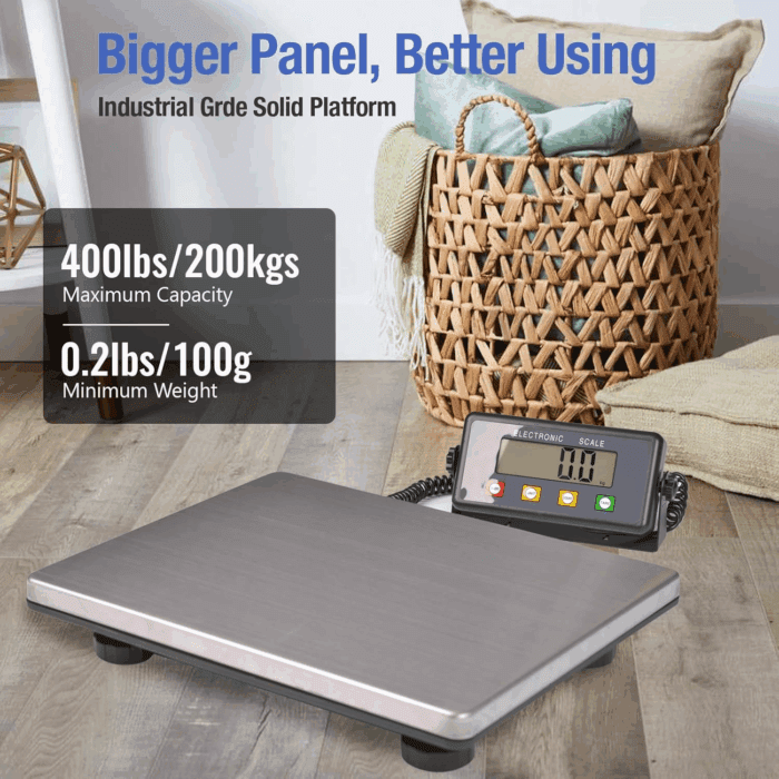 Large Platform Heavy Duty Shipping Scale(15.3”X11.8”), 440Lbs High Accurate Digital Scale for Packages with Hold/Tare/Timer Function, Industrial Scale&Postal Scale for Weighing/Luggage/Package/Mailing - Image 2