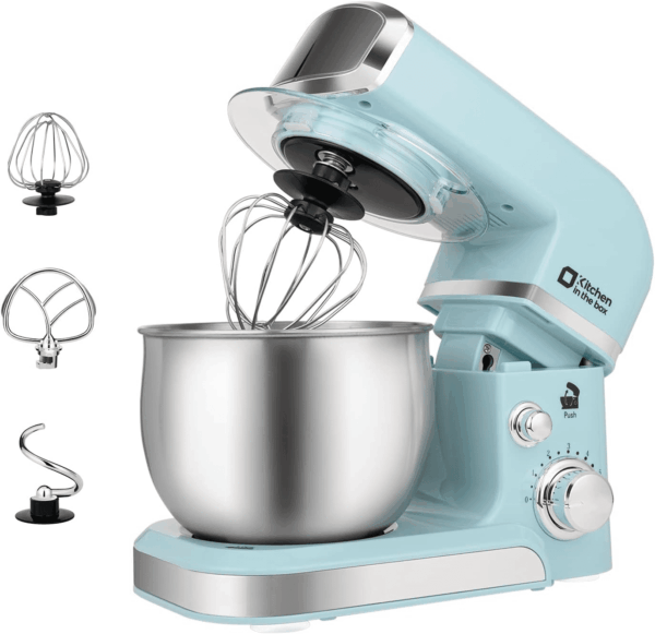 Stand Mixer,3.2Qt Small Electric Food Mixer,6 Speeds Portable Lightweight Kitchen Mixer for Daily Use with Egg Whisk,Dough Hook,Flat Beater (Blue)
