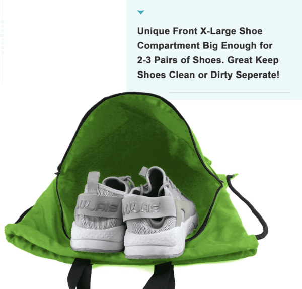 Drawstring Backpack Bag with Shoe Compartment, X-Large Black Gym Sports String Cinch Backpack - Image 3
