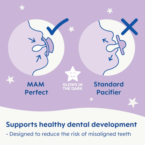 Perfect Night Baby Pacifier, Patented Nipple, Glows in the Dark, 2 Pack, 0-6 Months, Boy - Image 3