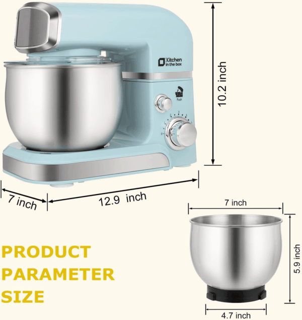 Stand Mixer,3.2Qt Small Electric Food Mixer,6 Speeds Portable Lightweight Kitchen Mixer for Daily Use with Egg Whisk,Dough Hook,Flat Beater (Blue) - Image 2