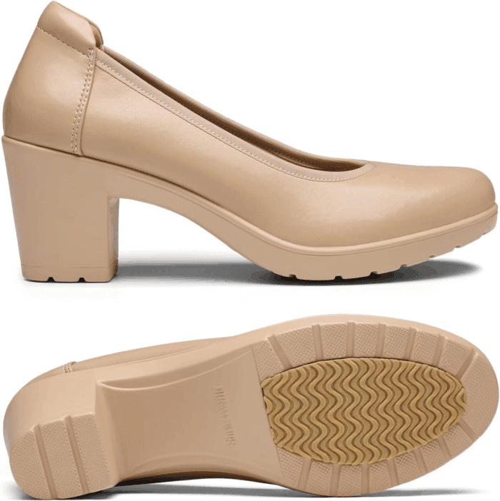 Women'S Chunky Closed Toe Low Block Heels Work Pumps Comfortable round Toe Dress Wedding Shoes - Image 4
