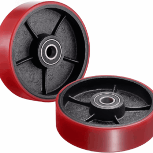Pallet Jack Replacement Steer Wheels with 20 Mm ID Bearings - 7"X2" Pair Red