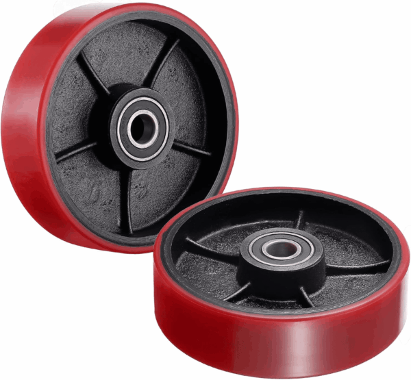 Pallet Jack Replacement Steer Wheels with 20 Mm ID Bearings - 7"X2" Pair Red