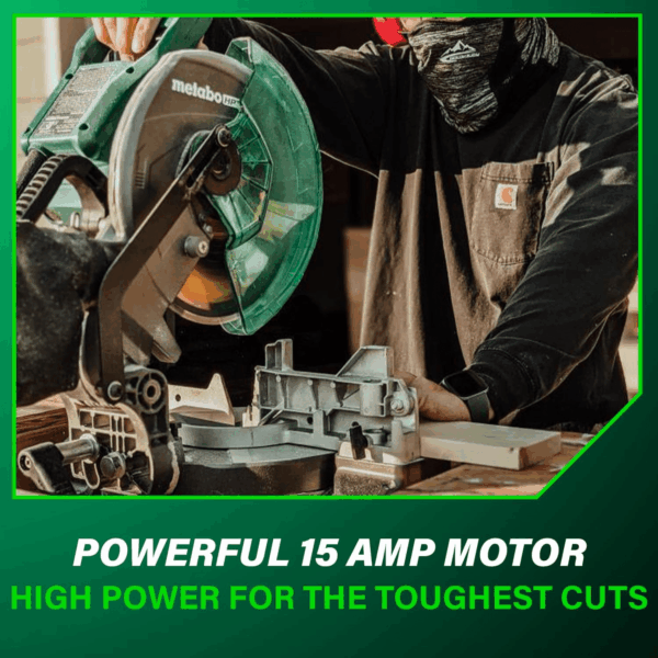 10-Inch Compound Miter Saw, 15-Amp Power Saw with Large 10-Inch Table, Precision Miter Angles, Single Bevel 0-45°, 24T TCT Blade, Positive Stops, Lightweight Design, C10FCGS - Image 5