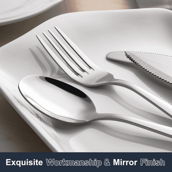 24-Piece Forks and Spoons Silverware Set, Food Grade Stainless Steel Flatware Cutlery Set for Home, Kitchen and Restaurant, Mirror Polished, Dishwasher Safe - Image 4
