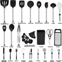 Kitchen Utensil Set-Silicone Cooking Utensils-33 Kitchen Gadgets & Spoons for Nonstick Cookware-Silicone and Stainless Steel Spatula Set-Best Kitchen Tools, Useful Pots and Pans Accessories - Image 2
