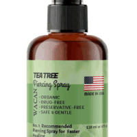 Fast-Healing Tea Tree Piercing Spray Solution Organic Essential Oil with Natural Sea Salts and Vitamins Solution Aftercare (4 OZ, Personal Size)