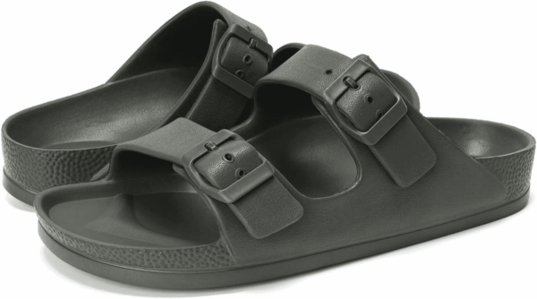 Women'S Comfort Slides Double Buckle Adjustable EVA Flat Sandals - Image 5
