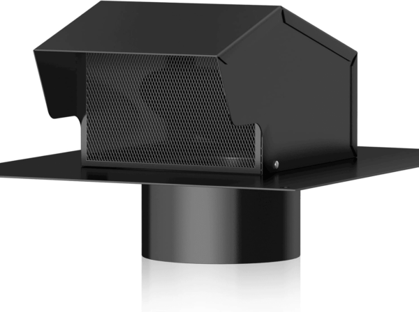 10 Inch Roof Exhaust Vent Cap - Heavy Duty Galvanized Steel Roof Vents for Houses, with Damper, for Home Ventilation System - Black