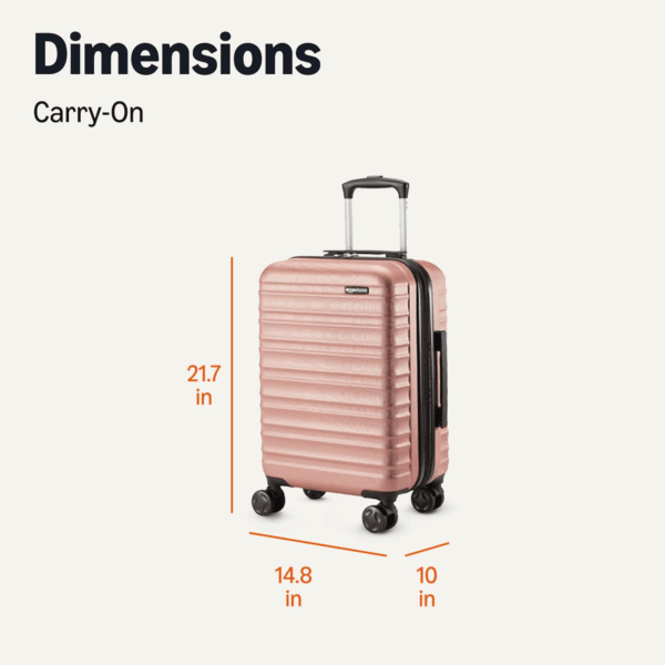 21" Hardside Carry-On Luggage, Hardshell Suitcase with Wheels, Expandable for up to 25% More Space, with Scratch-Resistant Surface, Four Multi-Directional Wheels, Rose Gold - Image 6