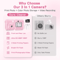 Kids Camera Instant Print, Dual-Lens 48MP Digital Camera for Christmas Birthday Gifts, 1080P Selfie Instant Cameras for Kids with 32GB Card, Instant Print Digital Camera for Girls Boys-Pink - Image 3