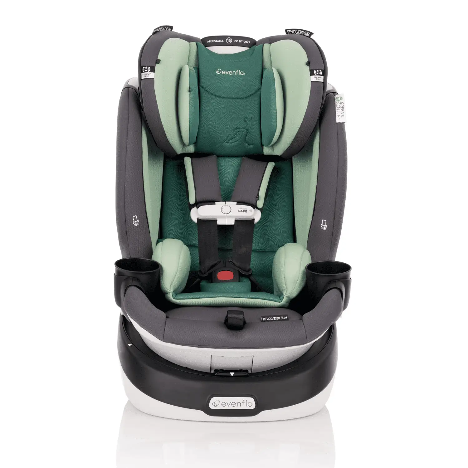 Gold Revolve360 Slim 2-In-1 Rotational Car Seat with Green & Gentle Fabric (Peridot Green)